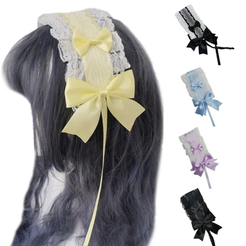 Косплей Вечеринка Кружевная повязка на голову Милая девушка Аниме Горничная Лента для волос с рюшами и бантиками Головной убор Челнока 1