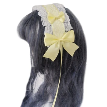 Косплей Вечеринка Кружевная повязка на голову Милая девушка Аниме Горничная Лента для волос с рюшами и бантиками Головной убор Челнока 2