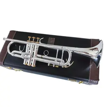 Новый Лучший качественный LT197S-99 Труба Си Бемоль Посеребренный Профессиональный Трубный Музыкальный Инструмент с Футляром
