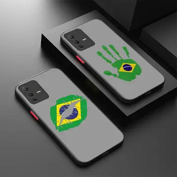 Бразилия Бразильские Флаги Эмблема Матовый Чехол для VIVO V25 V23 V23E V21 V21E V20 X70 X60 X60T X50 Y73 IQOO NEO 7 5 3 PRO PLUS Чехол 1