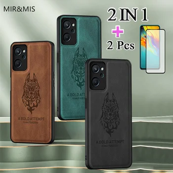 2 В 1 для телефона Realme 9i 5G Роскошный кожаный чехол с керамическим защитным экраном Изогнутая керамическая пленка