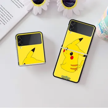 Черный Противоударный Чехол Для Samsung Galaxy Z Flip 3 5G PC Hard Prevention Luxury Shell ZFlip Чехол Для Телефона Cute Pokemon Pikachu Sac 1