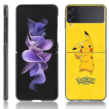 Черный Противоударный Чехол Для Samsung Galaxy Z Flip 3 5G PC Hard Prevention Luxury Shell ZFlip Чехол Для Телефона Cute Pokemon Pikachu Sac 5