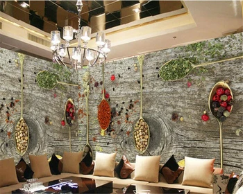beibehang Пользовательские обои 3d ресторан общественного питания фоновая стена гостиной винтажный деревянный шпон материал Daquan 3d обои 2