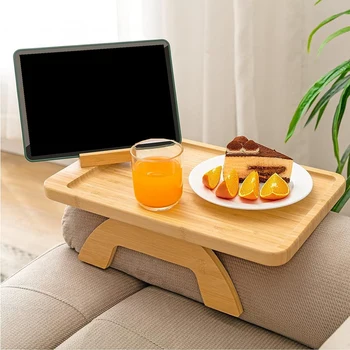 1 шт. Приставной столик для дивана с подлокотником для широких диванов с вращающимся на 360 ° держателем для телефона для еды/напитков