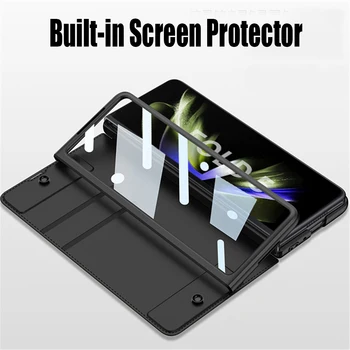 С Держателем для карт памяти S Pen Samsung Galaxy Z Fold 5 Защита Экрана Камеры 5G Противоударный Чехол Для телефона Coque Fundas (Без Ручки) 1