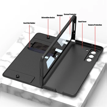 С Держателем для карт памяти S Pen Samsung Galaxy Z Fold 5 Защита Экрана Камеры 5G Противоударный Чехол Для телефона Coque Fundas (Без Ручки) 3