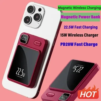 Новое магнитное беспроводное зарядное устройство Power Bank емкостью 50000mAh, быстрая зарядка для iPhone 14 13 12 11 Samsung Huawei Xiaomi Mini Powerbank