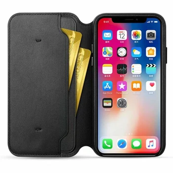 Роскошный флип-чехол Smart Sleep из натуральной кожи для iPhone X XS 8 7 8 Plus 7 Plus, чехол-бумажник с держателем для карт