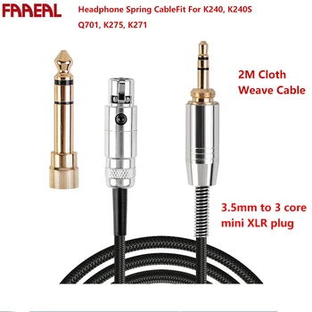 Сменный Аудиокабель FAAEAL от 3,5 мм до XLR Для наушников AKG K240, K240S, K240MK II, Q701, K702, K141, K171, K181, K271s M220