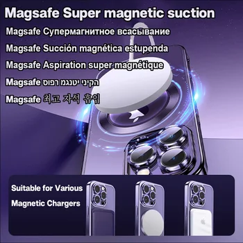 Роскошная Магнитная Крышка Для Беспроводной Зарядки Magsafe Case iPhone 15 14 Plus 13 12 11 Pro Max XR XS С Матовой Силиконовой Защитой Объектива 3