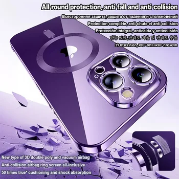 Роскошная Магнитная Крышка Для Беспроводной Зарядки Magsafe Case iPhone 15 14 Plus 13 12 11 Pro Max XR XS С Матовой Силиконовой Защитой Объектива 5