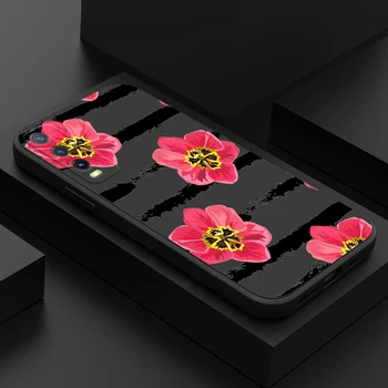Чехол для телефона Vivo Y35 Y30 Y50 V20 E V21 V21E V20 V20SE V23E V25 PRO 4G 5G красный цветок 1