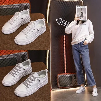 Маленькие белые туфли, женские осенние новинки 2022 года, повседневная обувь с круглым носком, Корейская версия, Универсальная студенческая спортивная обувь, тренд