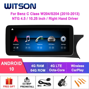 WITSON Android 10,0 4 + 64G 4G lte АВТОМОБИЛЬНЫЙ мультимедийный для MERCEDES-BENZ C Class W204/S204 C180 C200 C220 C250 C260 (NTG4.0/4.5)