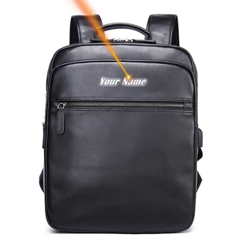 Рюкзак для ноутбука из 14-дюймовой натуральной кожи, сумка для ноутбука для руководителя, портативный рюкзак для деловых поездок, рабочий рюкзак