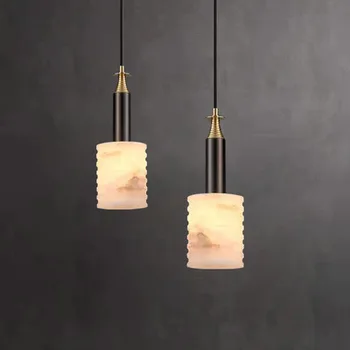 Современная мраморная люстра для столовой светодиодный подвесной светильник черного цвета для украшения гостиной, барное освещение