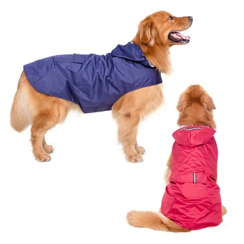 Новый дождевик для больших собак, супер водонепроницаемый дождевик с капюшоном, светоотражающая одежда для домашних животных, Золотистый ретривер, лабрадор 3XL-6XL