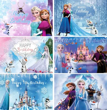 Фон для фотосъемки замороженной принцессы Эльзы Вечеринка Детский душ Ледяной Снежный замок Баннер с Днем Рождения Фон для девочек Зима