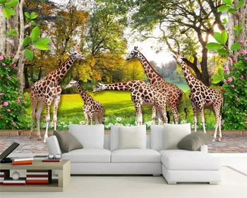 WELLYU Пользовательские современные 3D обои Животный мир Жираф Дом и лес Дети стерео 3D фон обои home decor3D