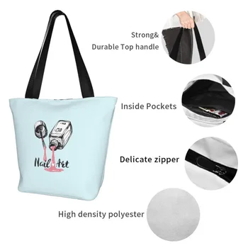 Модный принт, современный лак для ногтей, сумка для покупок, Моющийся холст, сумка для шоппинга, сумка для маникюра, сумка для маникюрши 4