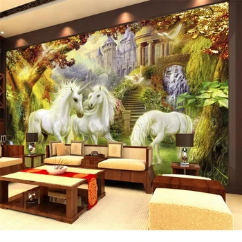 wellyu papel de parede para quarto Обои на заказ Европейский лес белая лошадь фон стены 3d настенные фрески papel pintado
