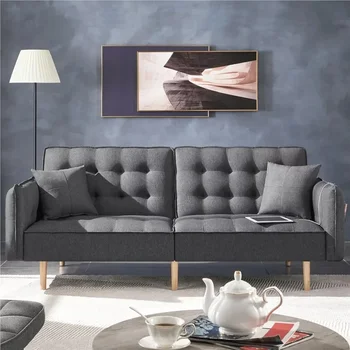 Раскладной диван-футон из пены с эффектом памяти Alden Design с USB, серая мебель для гостиной, Диван, Диван-кровать 0