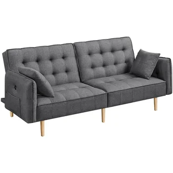 Раскладной диван-футон из пены с эффектом памяти Alden Design с USB, серая мебель для гостиной, Диван, Диван-кровать 1
