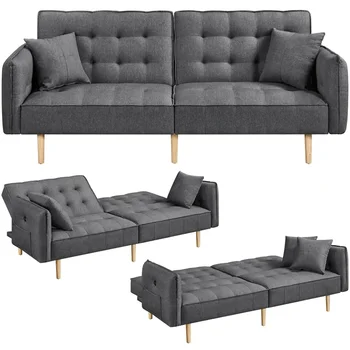 Раскладной диван-футон из пены с эффектом памяти Alden Design с USB, серая мебель для гостиной, Диван, Диван-кровать 5