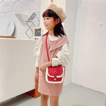 Зимняя модная сумка через плечо из ягненка для маленьких девочек в корейском стиле, стильный кошелек для малышей, детские кошельки и сумочки, кошелек для монет для маленьких девочек
