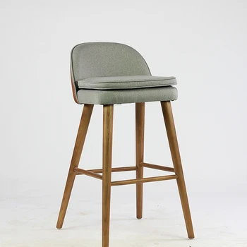 Высококачественные барные стулья из дерева для завтрака, сиденье со спинкой из мягкой ткани, барный стул для стойки, стулья для кухни