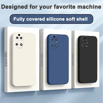 Подходит для чехла для телефона Huawei P50 жидкий силикон, прямой край, мягкий чехол, защитный чехол, объектив 5g, полная защита телефона, черный 3