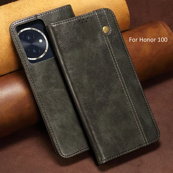 Чехлы-портмоне из восковой кожи с откидной крышкой для телефонов Honor 100 90 80 Se Honor100 Honor90 Honor80 Pro в ретро-стиле 5