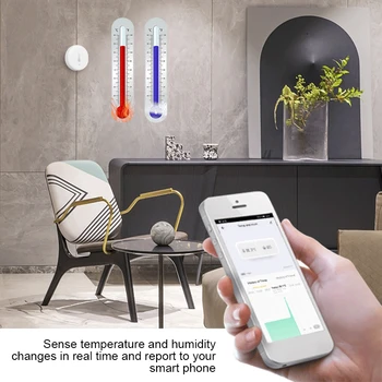 Умный датчик температуры и влажности Tuya Zigbee, внутренний термометр, монитор для домашней работы С Alexa, Google Home Assistant 3
