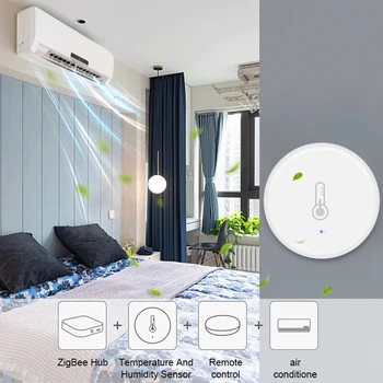 Умный датчик температуры и влажности Tuya Zigbee, внутренний термометр, монитор для домашней работы С Alexa, Google Home Assistant 4