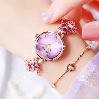 Бренд женских часов класса Люкс, модный и элегантный Фиолетовый, уникальный водонепроницаемый кварцевый браслет, часы L94