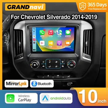 Android 13 Автомагнитола для Chevrolet Silverado 3 GMTK2 2014-2019 Стереоплеер 10 дюймов Carplay Android Автоматическая GPS Навигация RDS