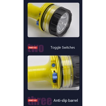 Фонарик для подводного плавания Подводный водонепроницаемый светодиодный фонарь для подводной охоты Светодиодный фонарь для подводного плавания 5