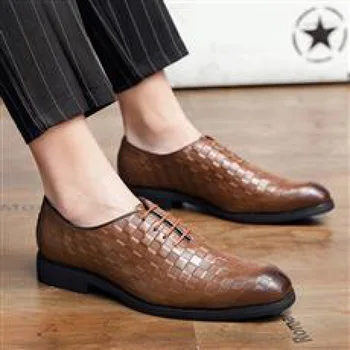 Кожаная обувь Мужская Весенне-летняя деловая официальная одежда в британском стиле, модная черная мужская обувь для отдыха с круглым носком, низкий верх