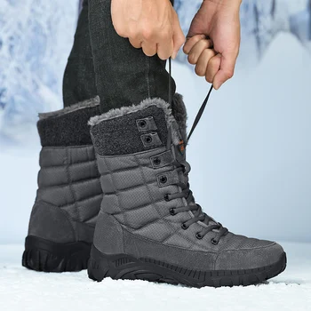 Зимние зимние ботинки, супер теплые плюшевые тактические ботинки, мужские кожаные ботинки для охоты, треккинга, кемпинга, а также меховые мужские ботинки большого размера 48