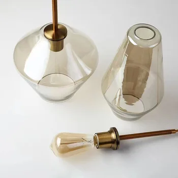 Подвесной светильник из серого янтарного прозрачного стекла для ресторана, гостиной, спальни, офиса, подвесных светильников, ламп E27, прямая поставка 4