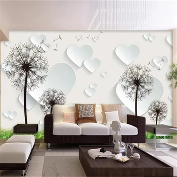 обои wellyu на заказ 3D papel de parede романтический диван в форме одуванчика в форме сердца, фоновая стена, обои для гостиной, спальни
