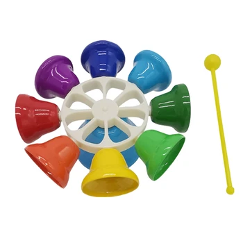 1 Комплект колокольчика для раннего обучения, 8-нотный Красочный детский музыкальный игрушечный ударный инструмент, прочный многоразовый