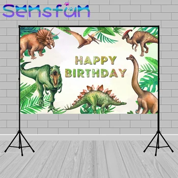 Сафари с животными в джунглях, вечеринка с динозавром, детский душ, мальчик с Днем рождения, фон для фотосъемки, реквизит для фотостудии