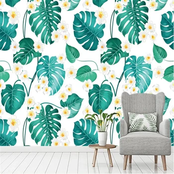 beibehang Ручная роспись тропических листьев банана цветами фоновая стена гостиной на заказ большие фрески зеленые обои