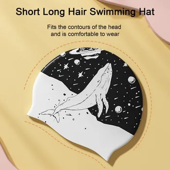 Шапочка для плавания с двусторонним принтом, мужская водонепроницаемая черная силиконовая шапочка для плавания, силиконовая шапочка для бассейна, для плавания 3