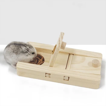 Деревянная игрушка для обогащения корма Домашние животные Игрушки для кормления хомяков Игра-головоломка со скрытой едой Интерактивный дозатор лакомств для крыс и кроликов