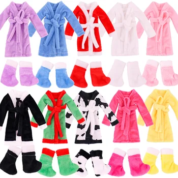 Пижама для куклы Барби и Эльфа, ночной халат, Рождественские Аксессуары, Посылка Для Куклы Барби и 1/6 BJD Blythe, Аксессуары для Одежды, Подарок Для девочки