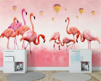 Современные фотообои с перьями фламинго, нарисованные от руки, обои для спальни, гостиной, обои для стен, 3D beibehang