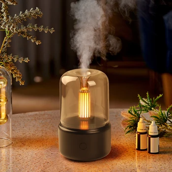 Портативный Ароматический диффузор при свечах, USB Электрический Увлажнитель воздуха для дома, Холодный Туманообразователь, Туманообразователь Эфирных масел, светодиодный ночник